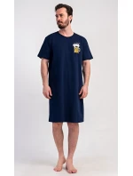 Pánská noční košile s krátkým rukávem Pivo Tmavě modrá - Vienetta