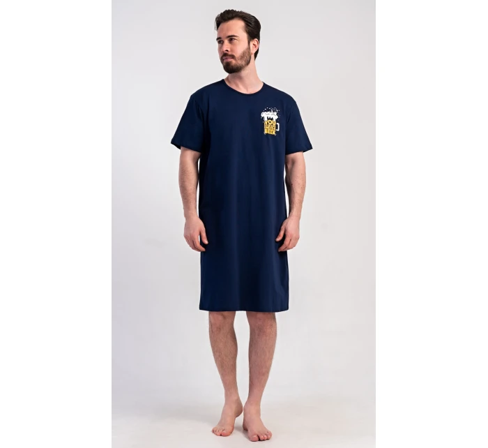 Pánská noční košile s krátkým rukávem Pivo Tmavě modrá - Vienetta