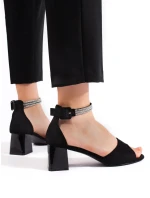 Exkluzívní černé  sandály dámské na širokém podpatku