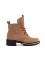 Trendy dámské hnědé kotníčkové boty bez podpatku Trendy dámské hnědé kotníčkové boty bez podpatku