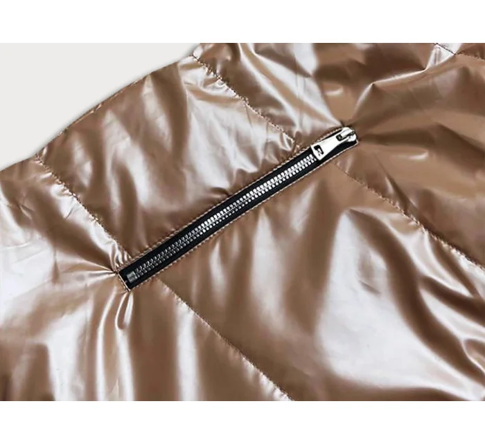 Světle hnědá dámská rozšířená oboustranná vesta (B8006-46) Světle hnědá dámská rozšířená oboustranná vesta (B8006-46)