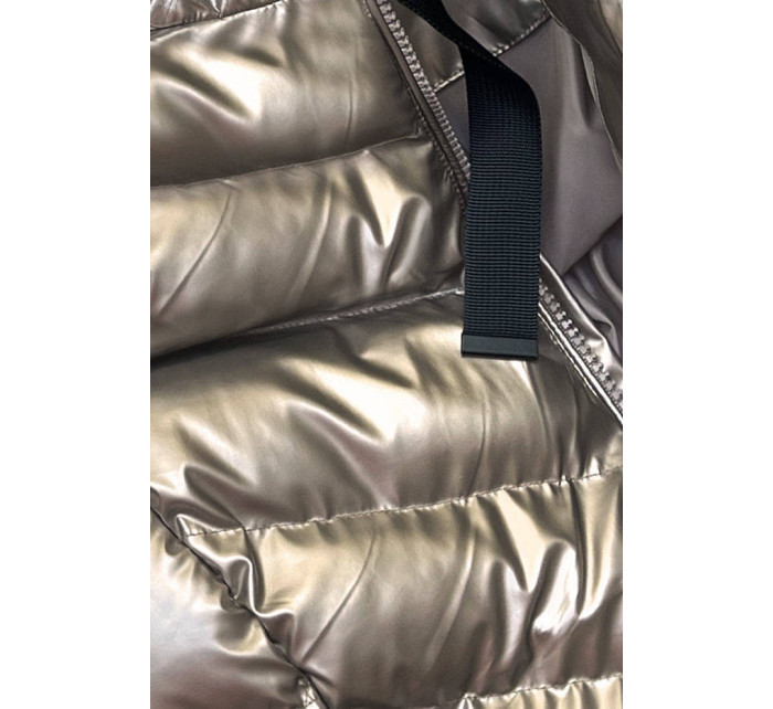 Zlatá dámská metalická zimní bunda (5M778-403)