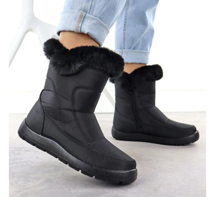 Dámské ploché zateplené sněhule černé Potocki KI24322 Dámské ploché zateplené sněhule černé Potocki KI24322