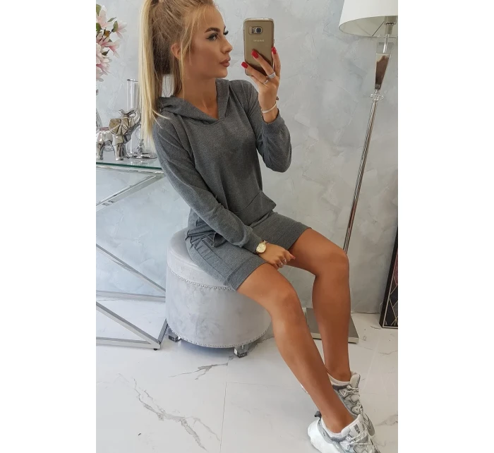 Šaty s kapucí grafitové