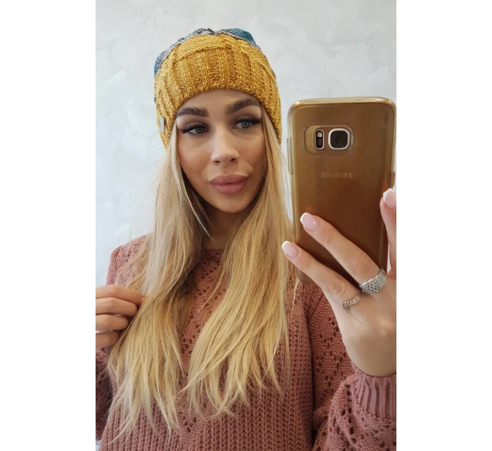 Fleecová čepice Dolores K303 mustard+black+sea Fleecová čepice Dolores K303 mustard+black+sea