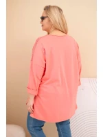 Dámská mikina Plus Size bavlněná s potiskem meruňková Dámská mikina Plus Size bavlněná s potiskem meruňková