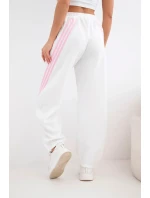 Dámské kalhoty z viskózy s lampasem máslové bílé Dámské kalhoty z viskózy s lampasem máslové bílé