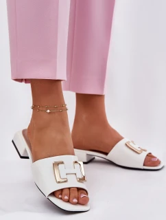 Elegantní Dámské Pantofle Na Klíně Se Zlatým Detalem Vinceza 62229 Bílé