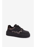 Dámské tenisky na platformě Big Star model 21706532 leopardí černé - Big Star Shoes