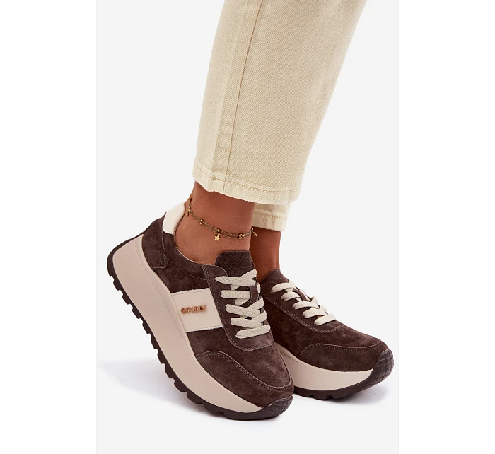 Dámské tenisky na platformě z přírodní semiše čokoládové Rosinae Dámské tenisky na platformě z přírodní semiše čokoládové Rosinae