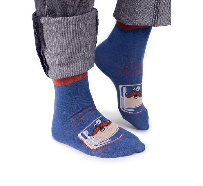 Yoclub Bavlněné ponožky vzory barvy SKS-0086F-C100 Modrá