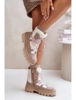 Kotníkové boty s beránkovým kožíškem béžové Merilana Kotníkové boty s beránkovým kožíškem béžové Merilana