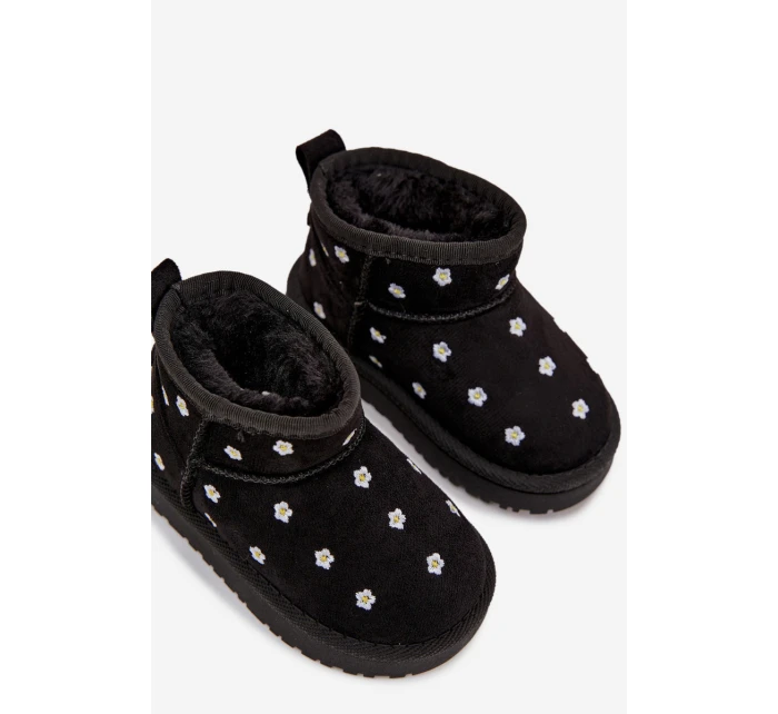 Dětské sněhule s květinovým motivem Gracina – černé Dětské sněhule s květinovým motivem Gracina – černé