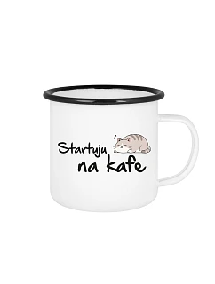 STARTUJU NA KAFE - bílý plecháček 350 ml