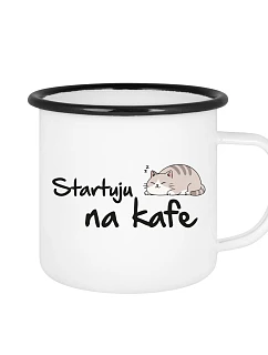 STARTUJU NA KAFE - bílý plecháček 350 ml