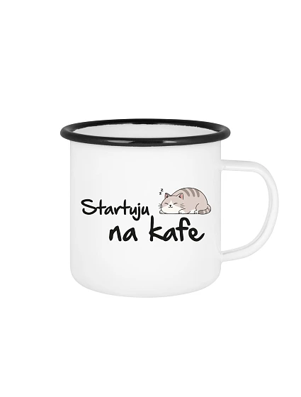 STARTUJU NA KAFE - bílý plecháček 350 ml