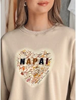 Dámská oversize mikina se srdcem SERDUCHOVA béžová FashionStreet BY1442