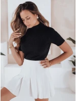 Dámský žebrovaný svetr s krátkým rukávem GIRLGLORY black FashionStreet MY2552 Dámský žebrovaný svetr s krátkým rukávem GIRLGLORY black FashionStreet MY2552