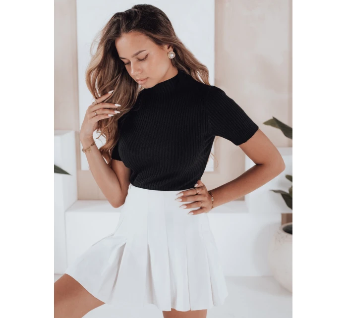 Dámský žebrovaný svetr s krátkým rukávem GIRLGLORY black FashionStreet MY2552 Dámský žebrovaný svetr s krátkým rukávem GIRLGLORY black FashionStreet MY2552