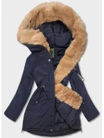Tmavě modrá dámská zimní bunda parka (CAN-588) Tmavě modrá dámská zimní bunda parka (CAN-588)