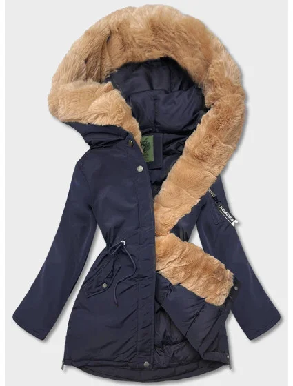Tmavě modrá dámská zimní bunda parka (CAN-588) Tmavě modrá dámská zimní bunda parka (CAN-588)