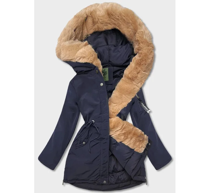 Tmavě modrá dámská zimní bunda parka (CAN-588) Tmavě modrá dámská zimní bunda parka (CAN-588)