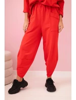 Bavlněná mikina kalhoty set červený Bavlněná mikina kalhoty set červený