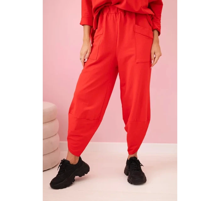 Bavlněná mikina kalhoty set červený Bavlněná mikina kalhoty set červený