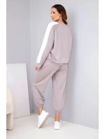 Dámský komplet s lampasem a manžetou máslový fango