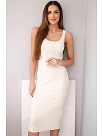 Dámské viskózové žebrované šaty na ramínka béžová Dámské viskózové žebrované šaty na ramínka béžová