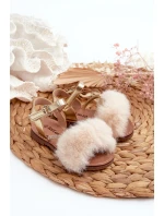 Dětské sandálky na suchý zip s kožíškem Zlaté Rosavere Dětské sandálky na suchý zip s kožíškem Zlaté Rosavere