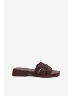 Dámské pantofle na ploché podrážce čokoládové Lorania Dámské pantofle na ploché podrážce čokoládové Lorania