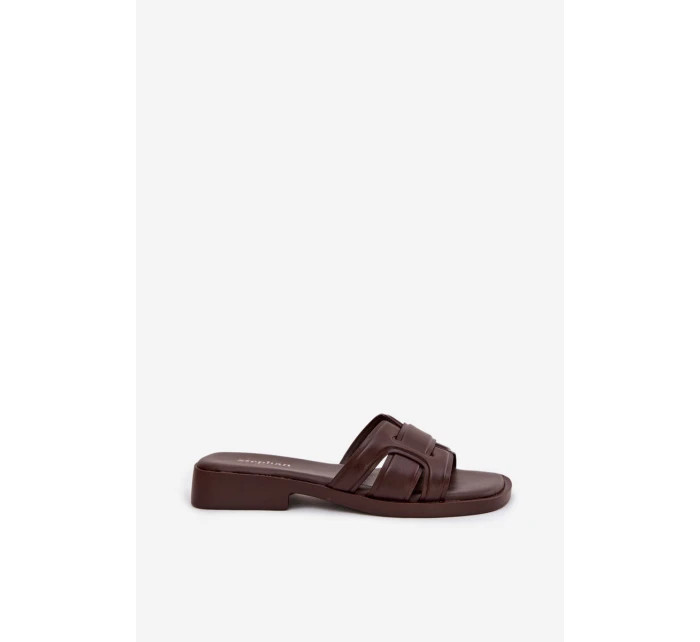 Dámské pantofle na ploché podrážce čokoládové Lorania Dámské pantofle na ploché podrážce čokoládové Lorania