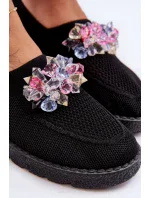 Dámské Slip-on Tenisky s Kameny Černá Simple Dámské Slip-on Tenisky s Kameny Černá Simple