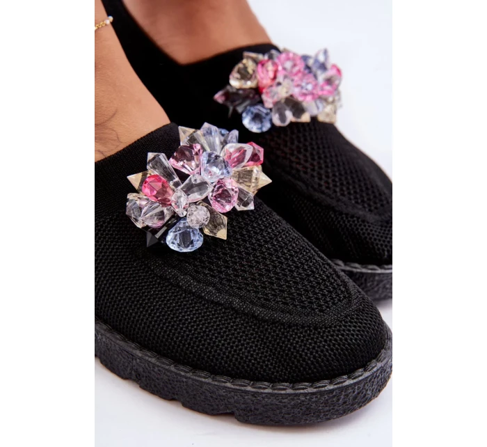 Dámské Slip-on Tenisky s Kameny Černá Simple Dámské Slip-on Tenisky s Kameny Černá Simple