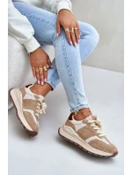 Zateplené Dámské Kožené Tenisky Big Star HI-POLY SYSTEM Béžové Zateplené Dámské Kožené Tenisky Big Star HI-POLY SYSTEM Béžové