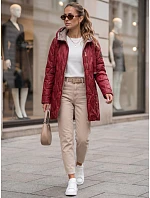 Kurtka damska przejściowa pikowana z kapturem bordowy model 22342158 - FashionStreet