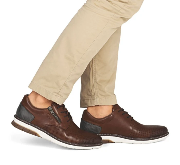 Pánské pohodlné hnědé kožené polobotky Rieker 14412-24