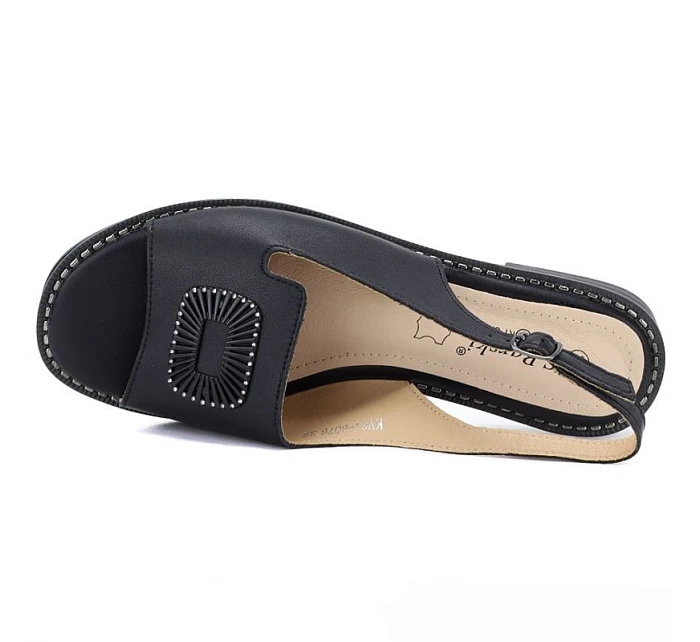 Dámské černé kožené sandály S.Barski KV61-6076