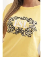 Dámská bavlněná halenka s ozdobným potiskem model 22014297 žlutá - K-Fashion