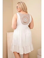 Dámské šaty Plus Size z viskózy s krajkou bez rukávů béžová Dámské šaty Plus Size z viskózy s krajkou bez rukávů béžová