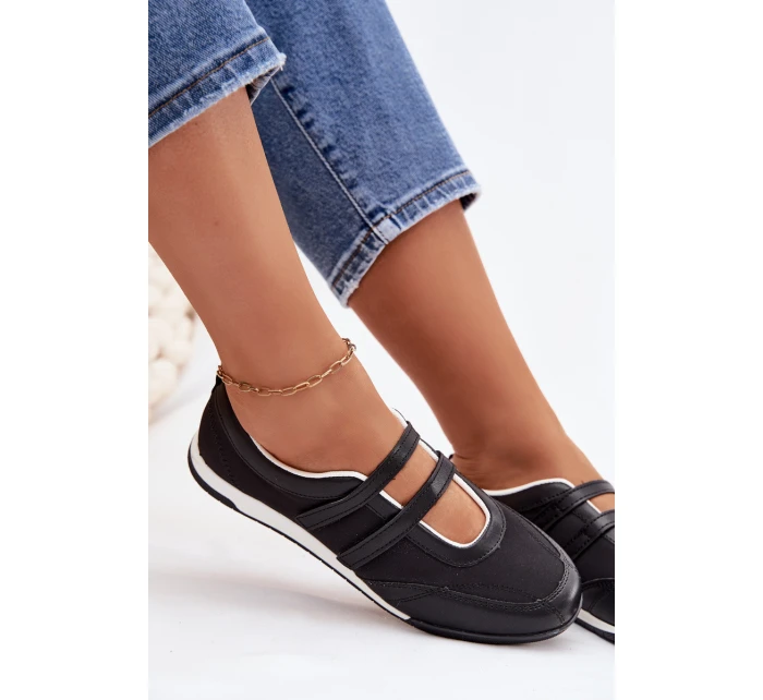 Sportovní dámské baleríny S Pásky Černé model 21956206 - Boto