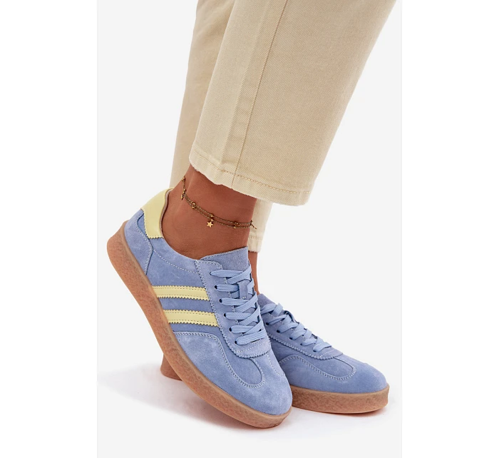 Kožené semišové dámské tenisky model 22101256 Modré - S.Barski Kožené semišové dámské tenisky model 22101256 Modré - S.Barski