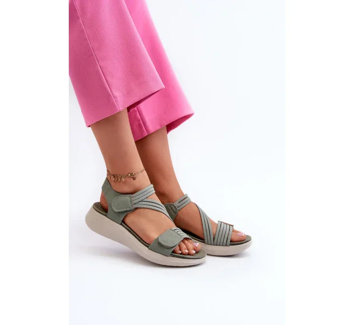 Dámské pohodlné sandály na suchý zip zelená Eladora Dámské pohodlné sandály na suchý zip zelená Eladora