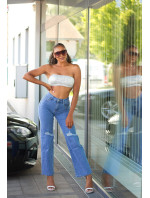 Sexy džíny s vysokým pasem ve stylu 90. let použitý vzhled