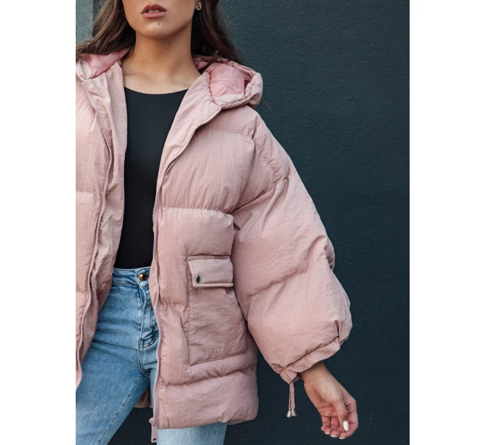 Dámská prošívaná bunda oversize s kapucí PARIMA růžová FashionStreet TY4480