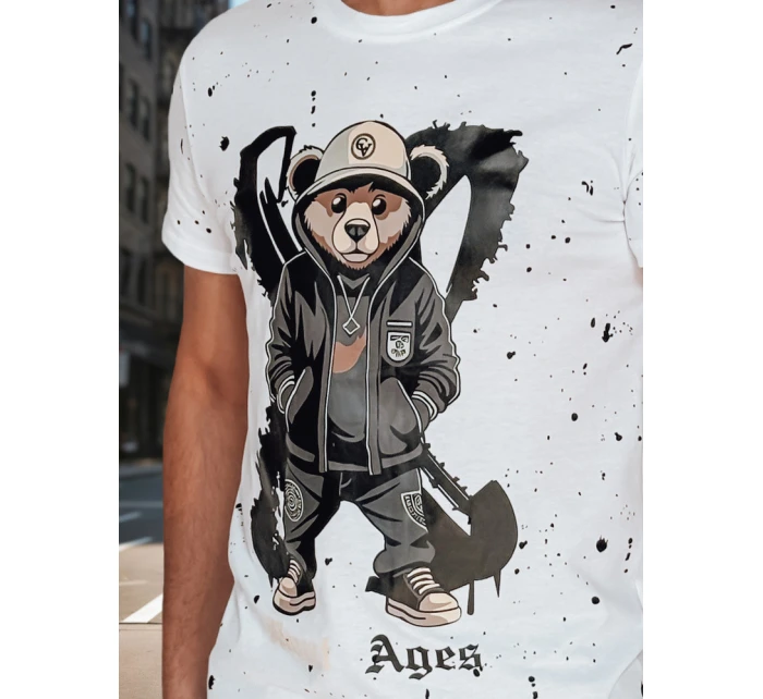 Pánské bílé tričko s potiskem FashionStreet RX5656 Pánské bílé tričko s potiskem FashionStreet RX5656