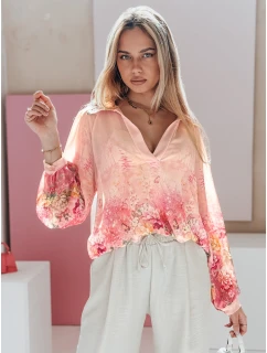 Dámské květované tričko oversize FLOWERS pink FashionStreet DY0470