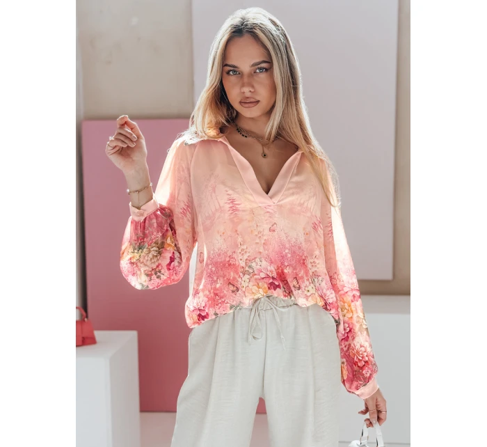 Dámské květované tričko oversize FLOWERS pink FashionStreet DY0470