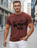Pánské klasické bavlněné tričko s potiskem vínové FashionStreet NX5145R